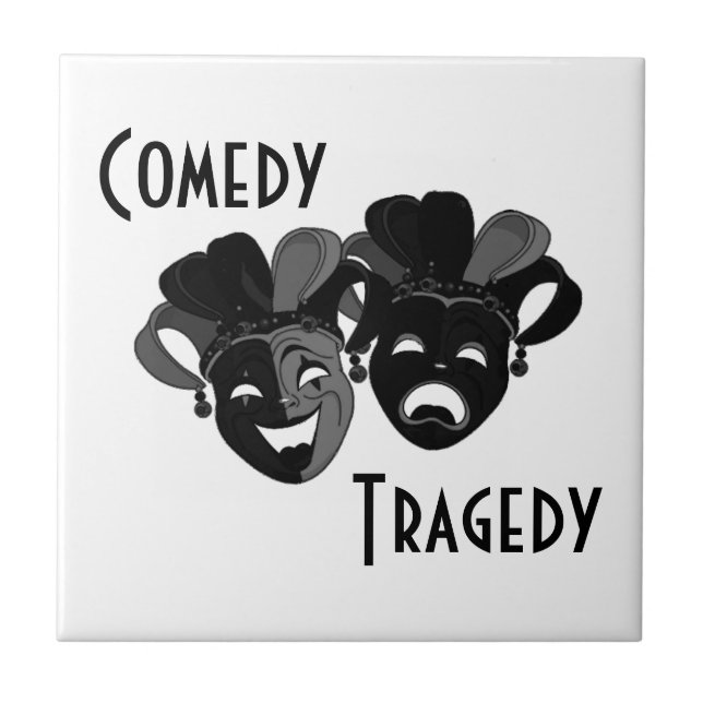 Comedy and Tragedy Theatre Masks Ceramic Tile (Front)