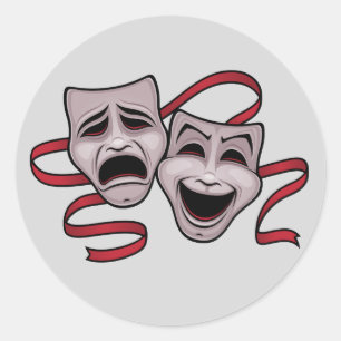 Comedy And Tragedy Theatre Masks Classic Round Sticker