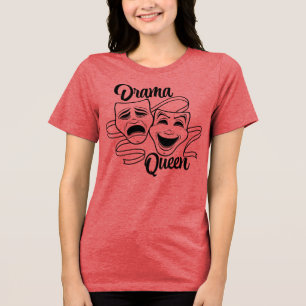 Comedy And Tragedy Theatre Masks Drama Queen Black Tri-Blend Shirt