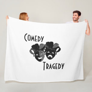 Comedy and Tragedy Theatre Masks Fleece Blanket