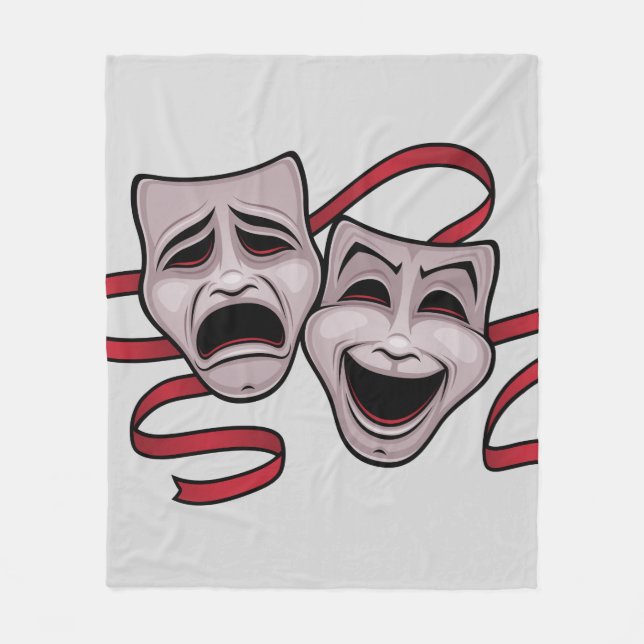 Comedy And Tragedy Theatre Masks Fleece Blanket (Front)