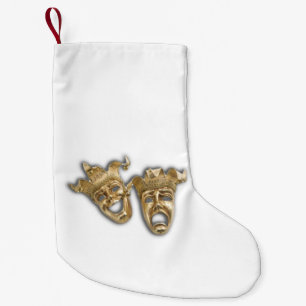 Comedy and Tragedy Theatre Masks Gold Small Christmas Stocking