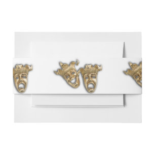 Comedy and Tragedy Theatre Masks Invitation Belly Band