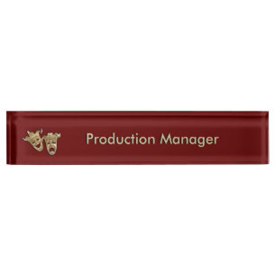 Comedy and Tragedy Theatre Masks Maroon Nameplate