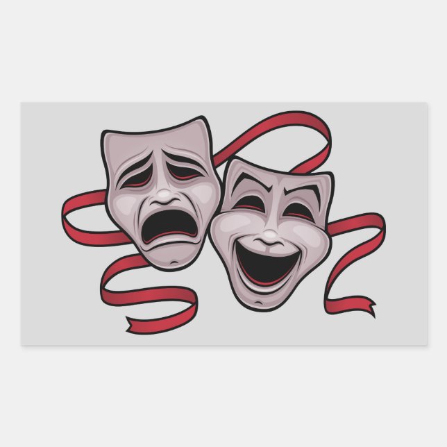 Comedy And Tragedy Theatre Masks Rectangular Sticker (Front)