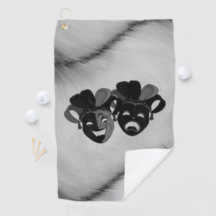 Comedy and Tragedy Theatre Masks Silver Golf Towel