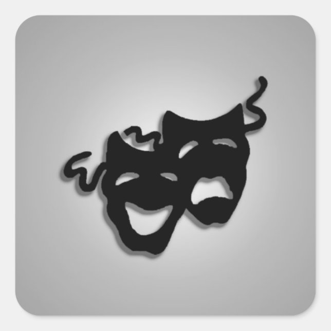 Comedy and Tragedy Theatre Masks Square Sticker (Front)