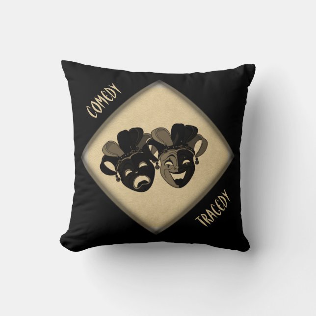 Comedy and Tragedy Theatre Masks Throw Pillow (Front)