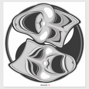 Comedy and Tragedy Theatre Masks Yin Yang Design