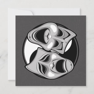 Comedy and Tragedy Theatre Masks Yin Yang Design Card