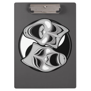Comedy and Tragedy Theatre Masks Yin Yang Design Clipboard