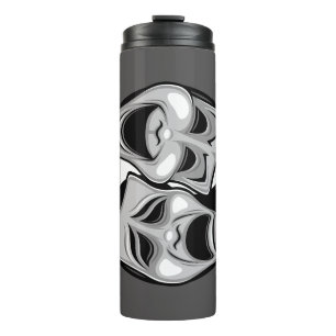 Comedy and Tragedy Theatre Masks Yin Yang Design Thermal Tumbler