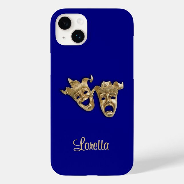 Comedy and Tragedy Theatre Monogram Cobalt Case-Mate iPhone Case (Back)