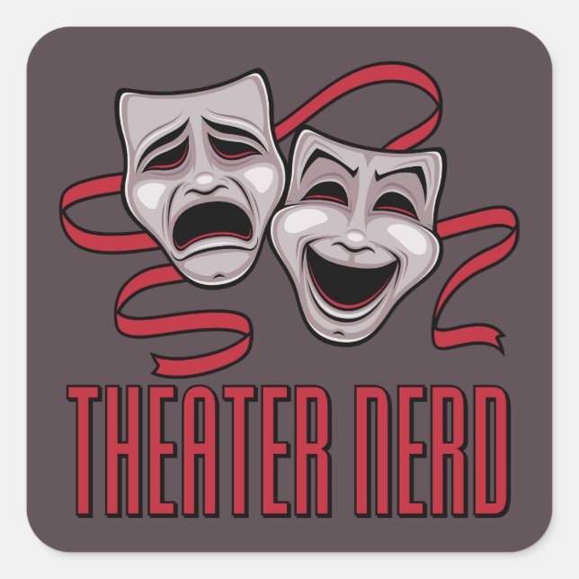 Comedy And Tragedy Theatre Nerd Square Sticker (Front)