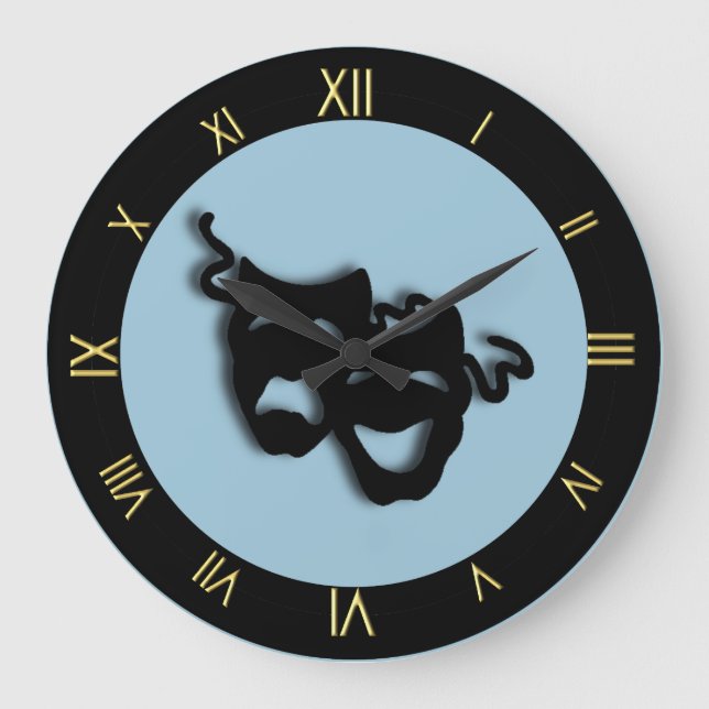 Comedy and Tragedy Unique Theatre Wall Clock Blue (Front)