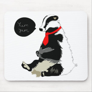 Comedy badger in neck tie mouse pad