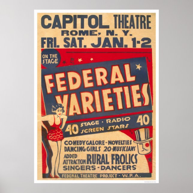 Comedy Galore Rome NY 1937 WPA Poster (Front)