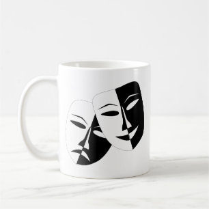 Comedy Tragedy Black and White Theatre Mask Coffee Mug