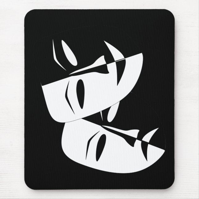 Comedy Tragedy Black and White Theatre Mask Mouse Pad (Front)