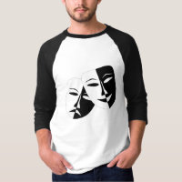 Comedy Tragedy Black and White Theatre Mask  T-Shi