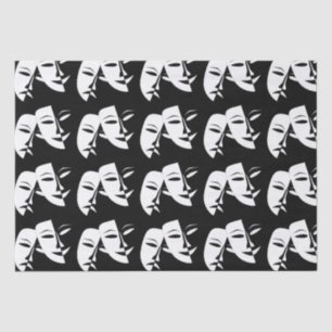 Comedy Tragedy Black and White Theatre Mask Tissue Paper