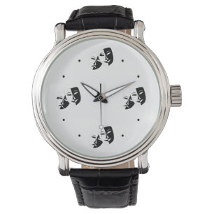 Comedy Tragedy Black and White Theatre Mask Watch