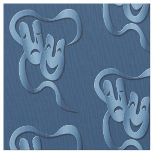Comedy Tragedy Blue Pima Cotton Fabric