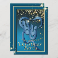 Comedy Tragedy Blue Theatre Mask Christmas Invite