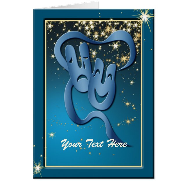 Comedy Tragedy Blue Theatre Mask Custom Card (Front)