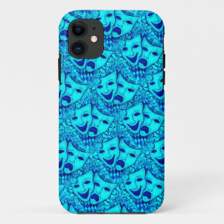 Comedy Tragedy Drama Masks, iPhone 5 Mask in Blue iPhone 11 Case