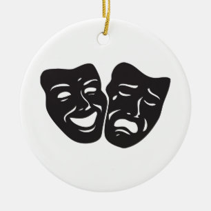 Comedy Tragedy Drama Theatre Masks Ceramic Tree Decoration