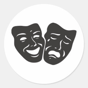 Comedy Tragedy Drama Theatre Masks Classic Round Sticker