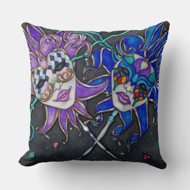 Comedy/Tragedy Jester Masks Cushion (Front)