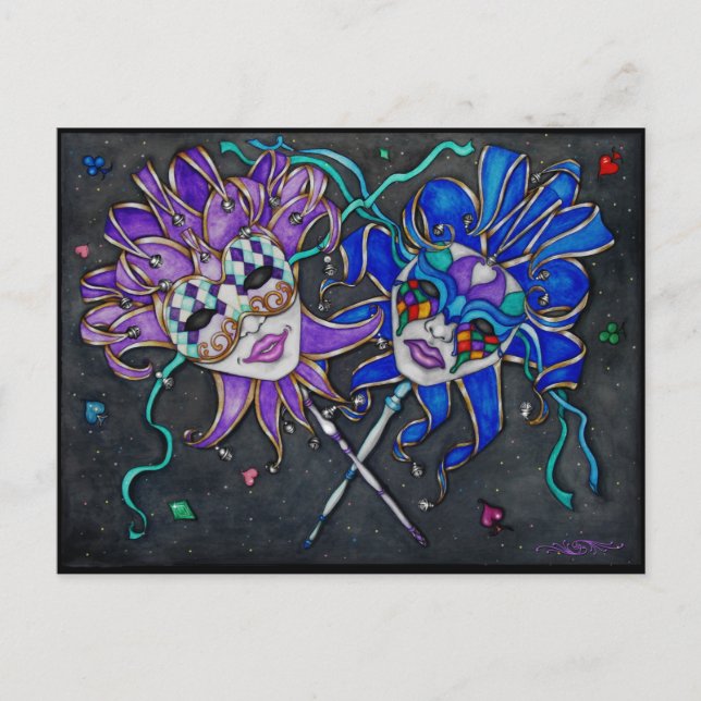Comedy/Tragedy Jester Masks Postcard (Front)