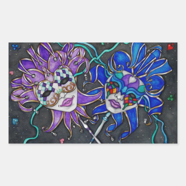 Comedy/Tragedy Jester Masks Rectangular Sticker (Front)