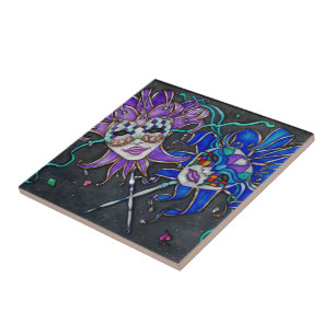 Comedy/Tragedy Jester Masks Tile