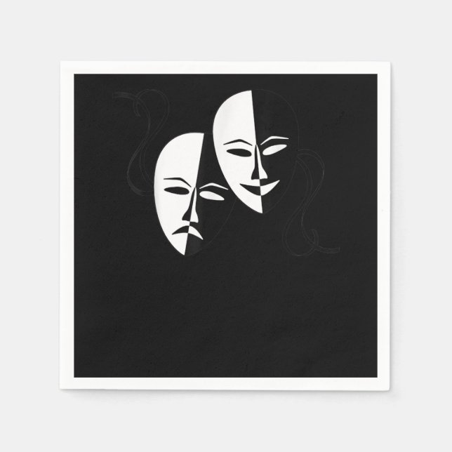 Comedy Tragedy Masks Actor Gift Napkin (Front)