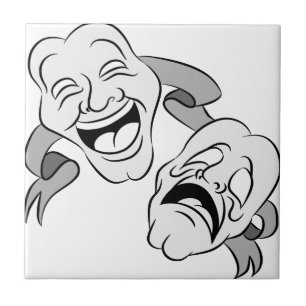 Comedy Tragedy Masks Ceramic Tile