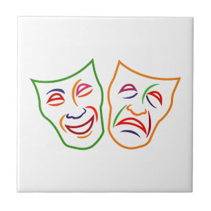 Comedy Tragedy Masks Ceramic Tile