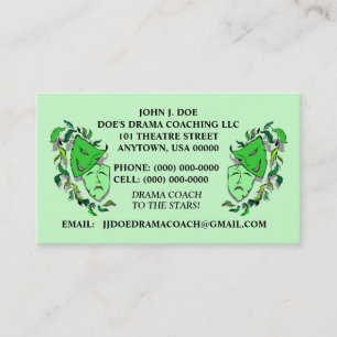 COMEDY & TRAGEDY MASKS THEATER ARTS BUSINESS CARD