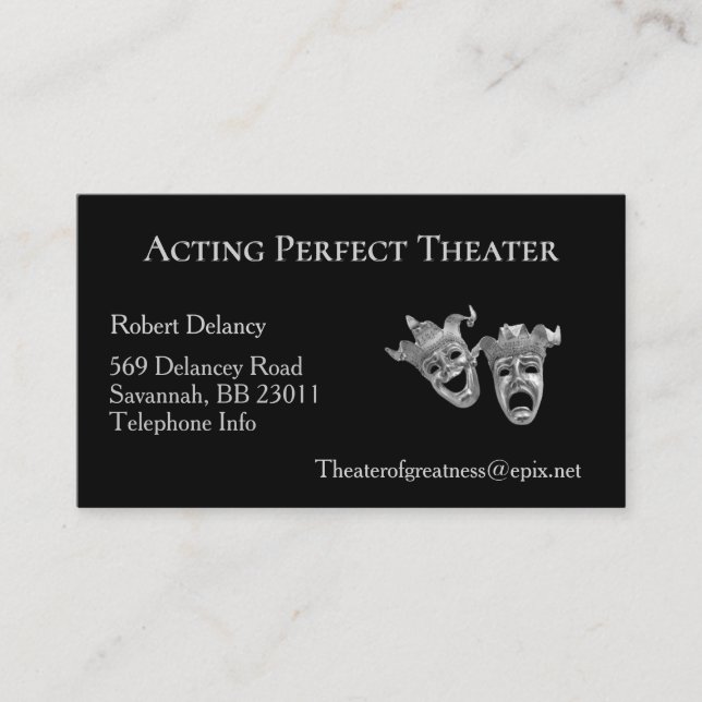 Comedy Tragedy Masks Theatre Business Card (Front)