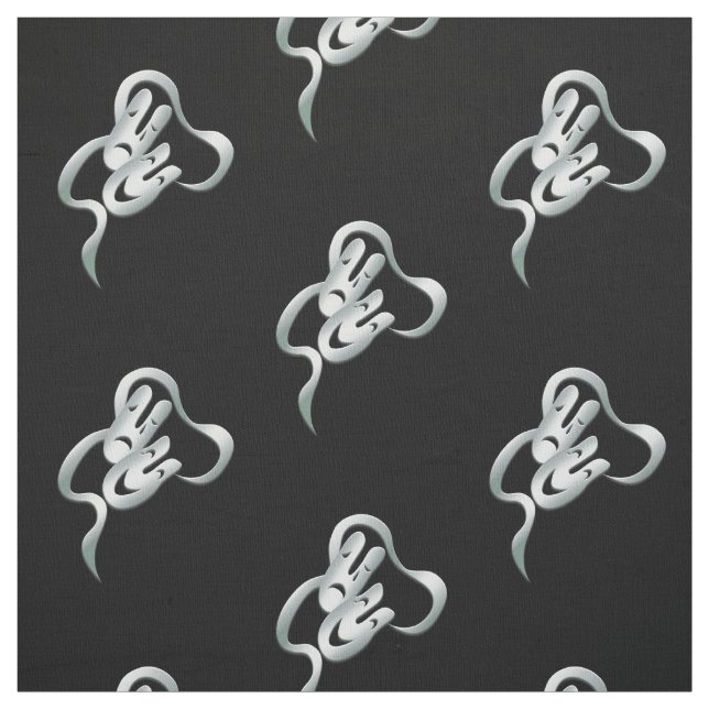 Comedy Tragedy Silver Black Fabric (Swatch)