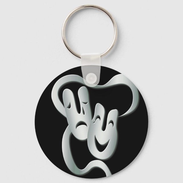 Comedy Tragedy Theatre Mask Black White Basic Key Ring (Front)