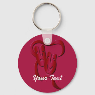 Comedy Tragedy Theatre Mask Red Basic Custom BK Key Ring