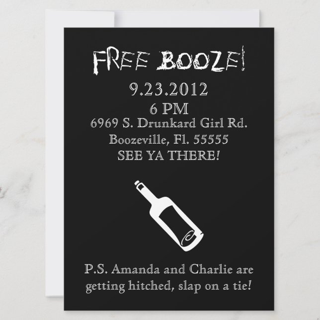 Comedy Wedding Invitation, Humour Invitation (Front)