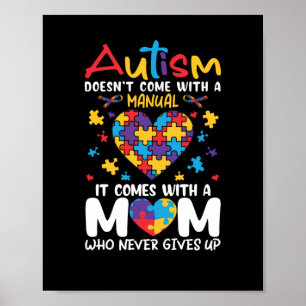 Comes With A Mom Who Never Gives Up Inspirational Poster