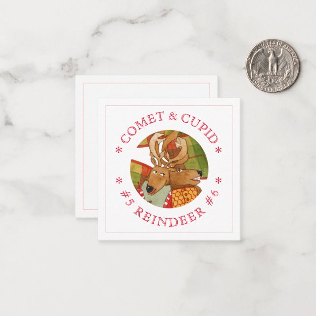 COMET CUPID REINDEER 2.5" Square Flat Card (Front/Back In Situ)