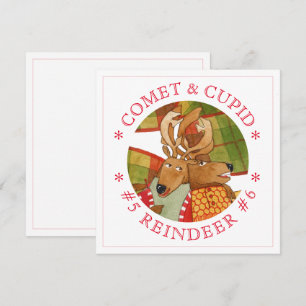 COMET CUPID REINDEER 5.25" Square Flat Card