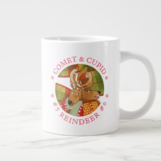 COMET CUPID REINDEER Big White Mug (Right)
