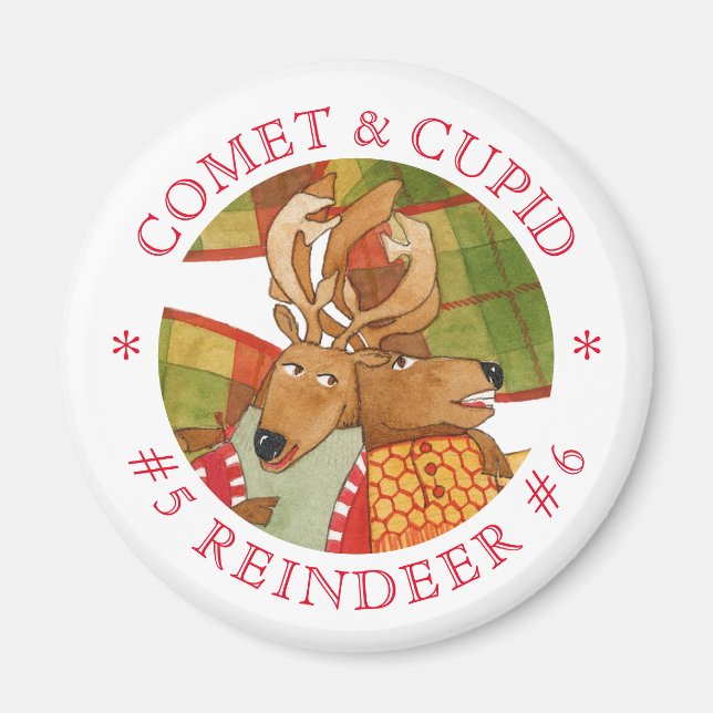 COMET CUPID REINDEER Round Magnet (Front)